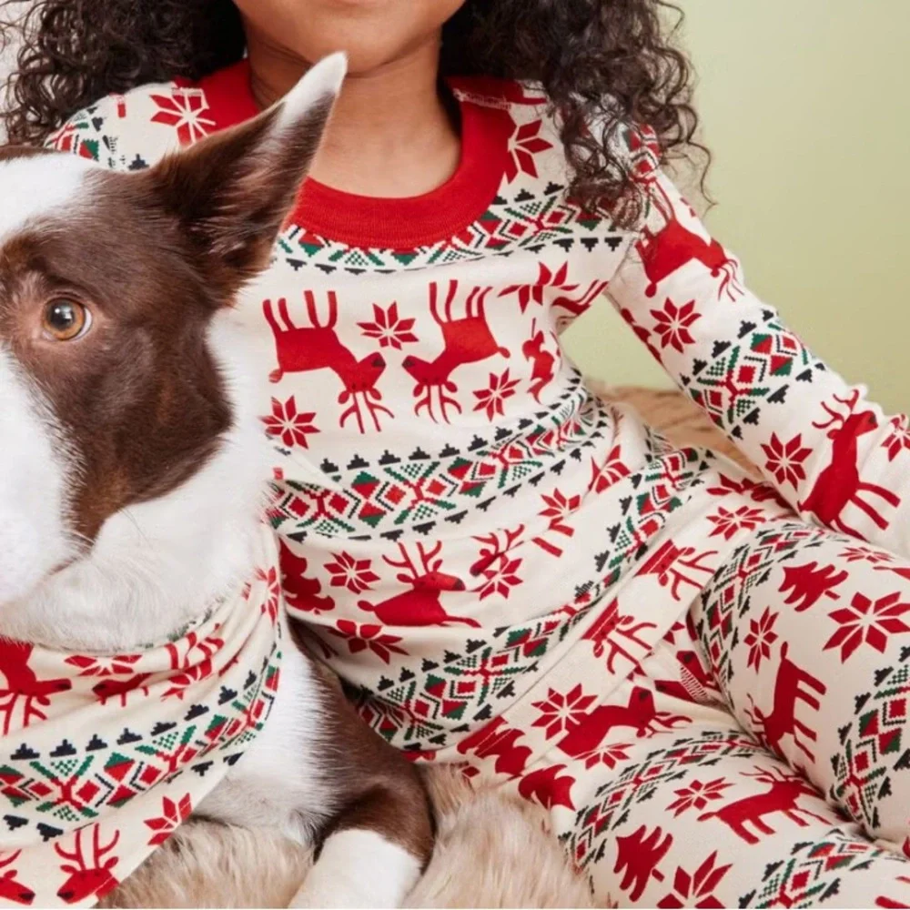 Hanna Andersson Dear Deer Long John Pajama Top Unisex Boy Girl Kids 10 Holiday